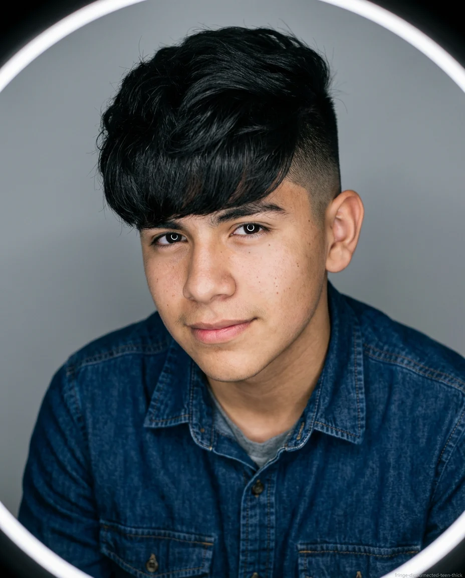 Medium Fringe with Disconnected Undercut for teen boy with thick hair