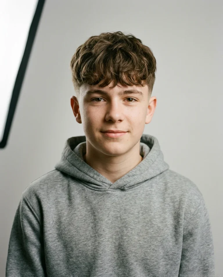 Medium Fringe with Textured Crop for teen boy with thick hair