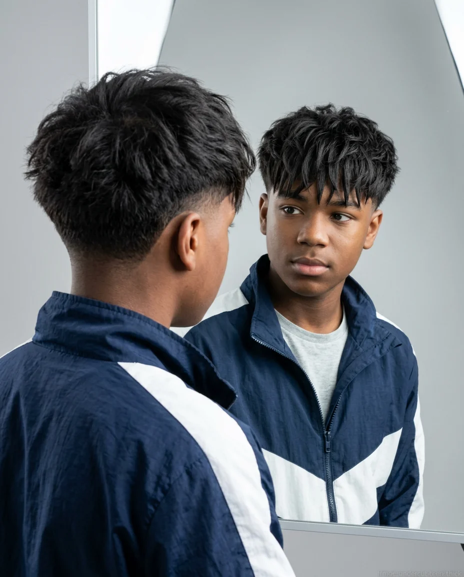 Textured Fringe with Undercut for teen boy with thick hair