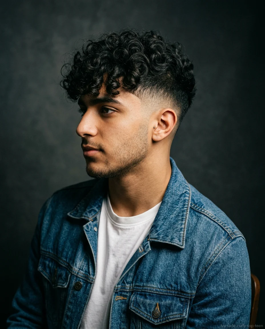 Ivy League Fade with Curly Top