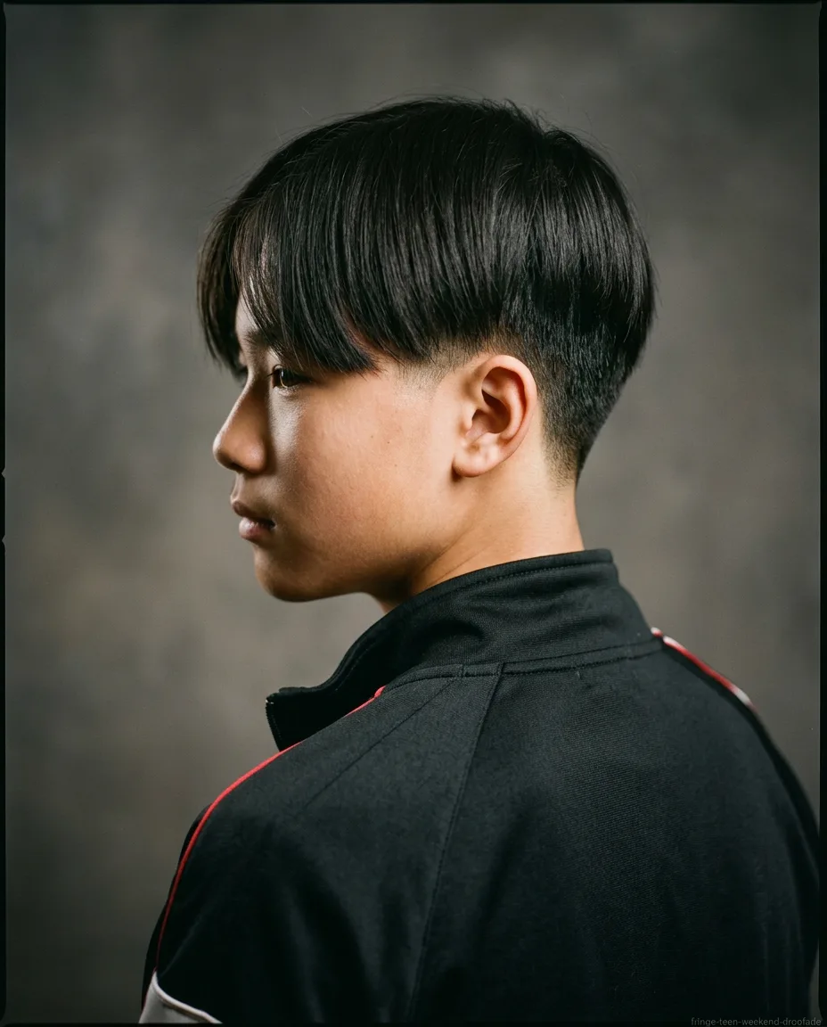 Straight Long Fringe with Drop Fade
