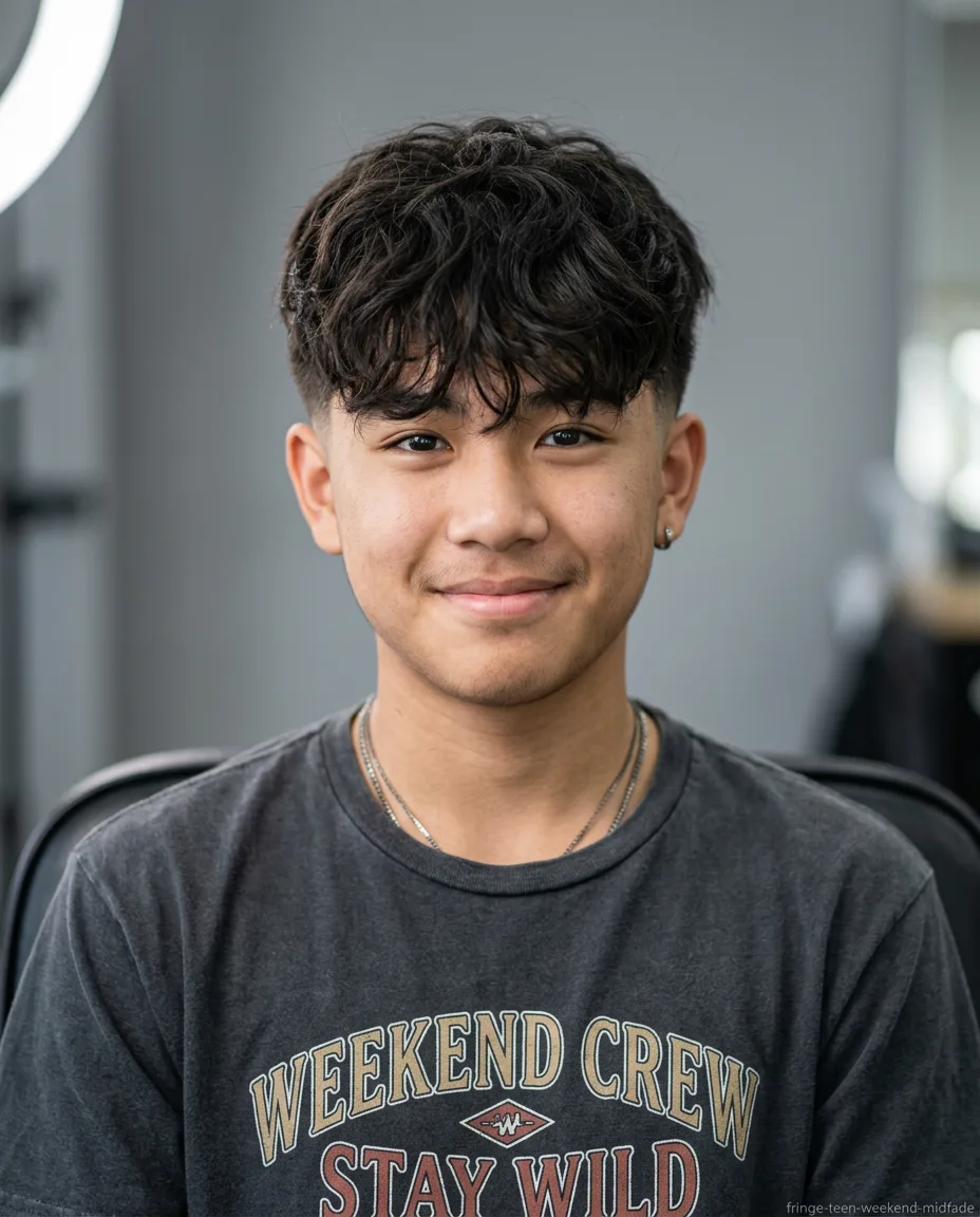 Wavy Long Fringe with Mid Fade, Weekend