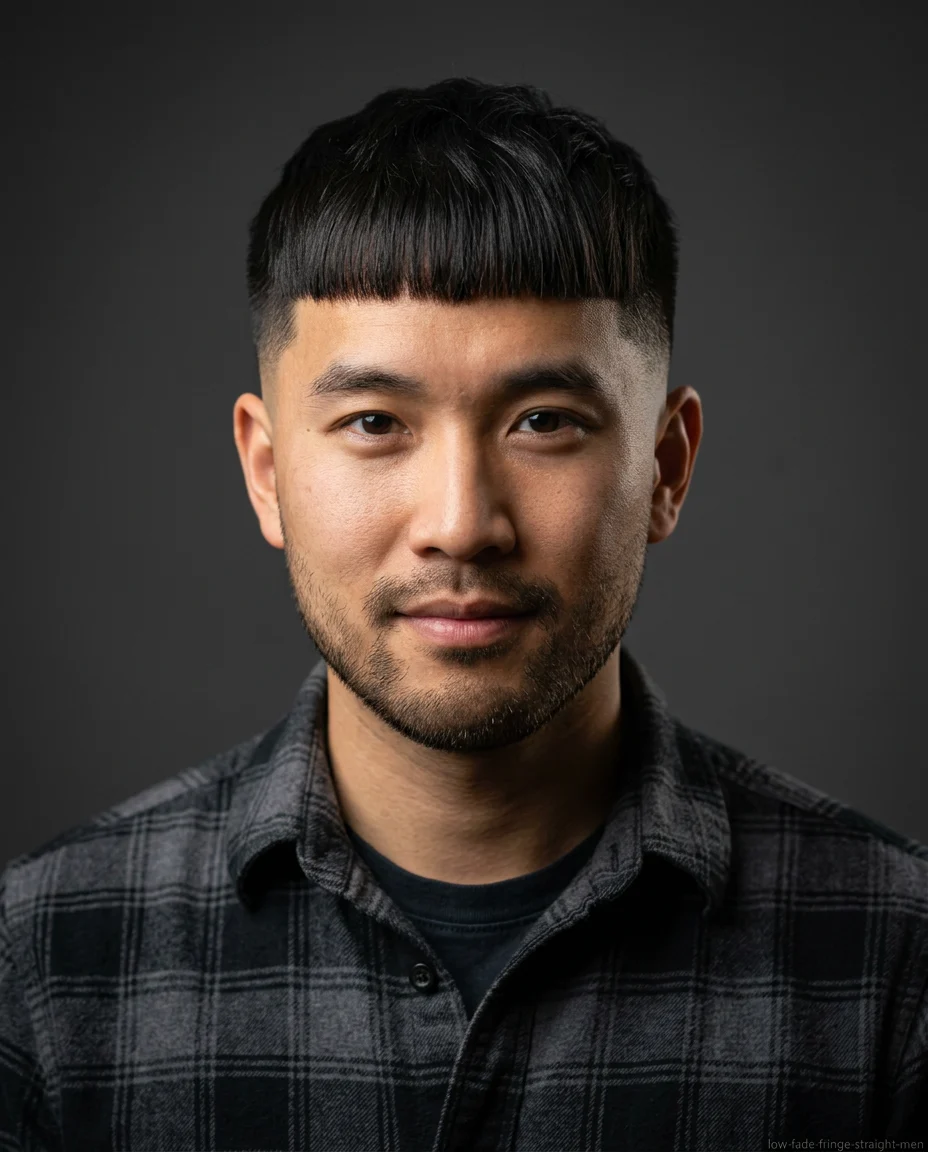 Medium Low Fade with a Fringe