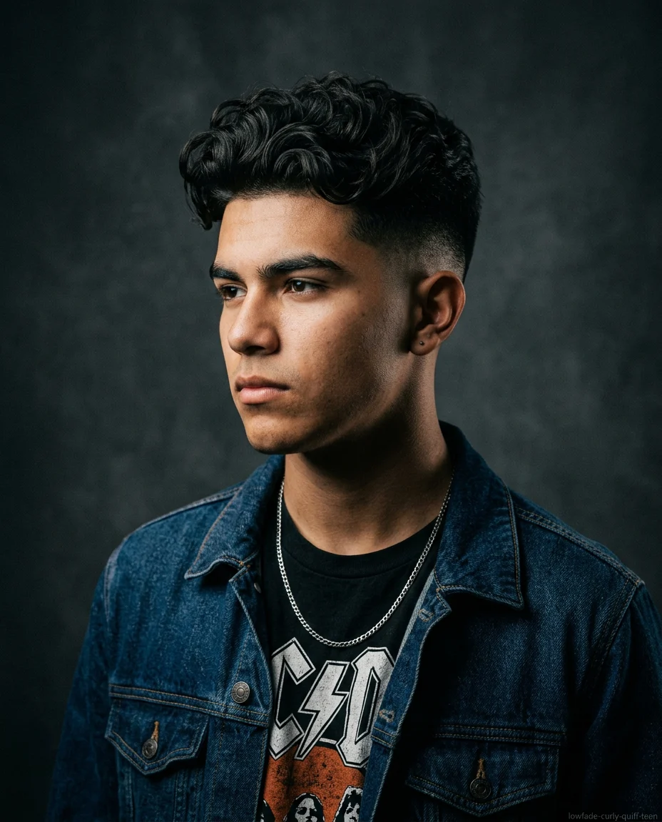 Low Fade Curly Quiff