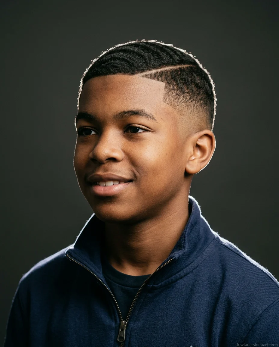 Medium Low Fade with Side Part
