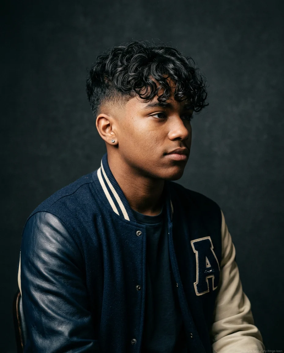 Medium Fade Curly Fringe on wavy hair