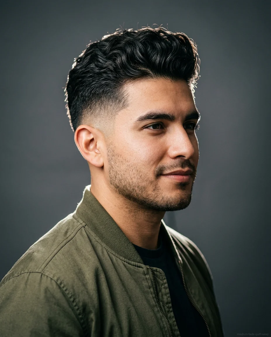 Medium Fade Wavy Quiff
