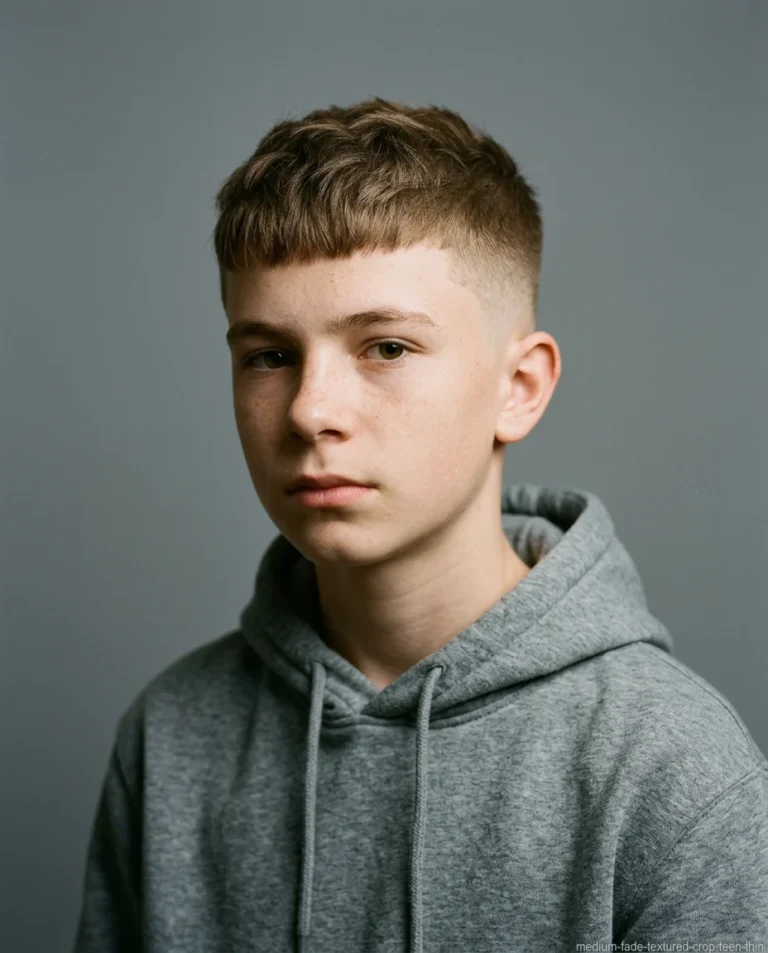 Medium Fade with Textured Crop for teen boys with thin hair