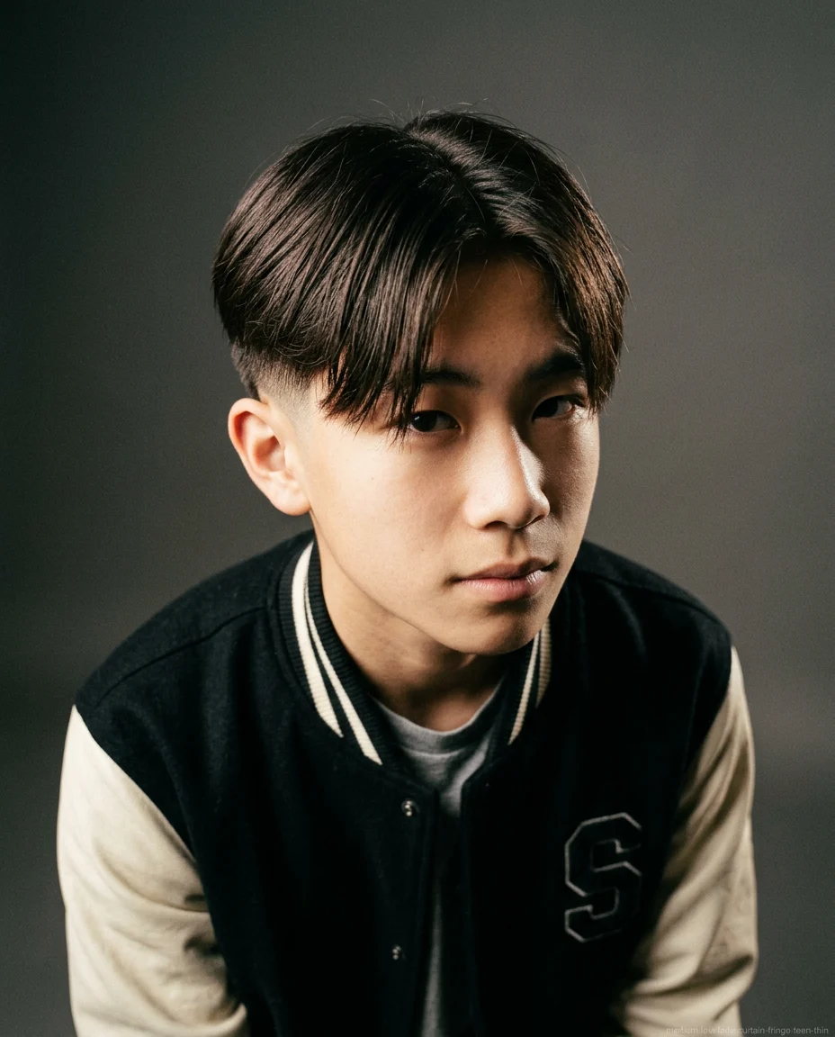Medium Low Fade with Curtain Fringe
