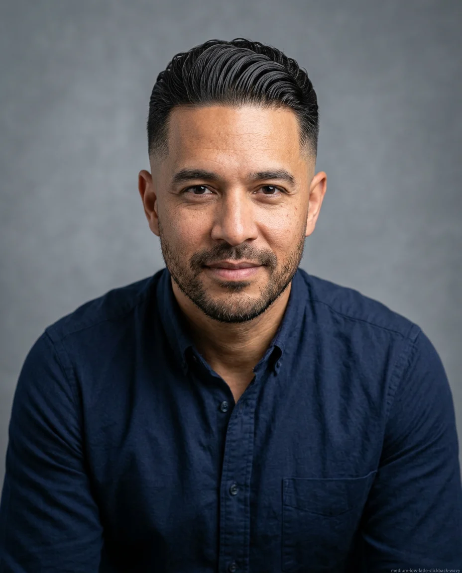 Medium Low Fade Slick Back