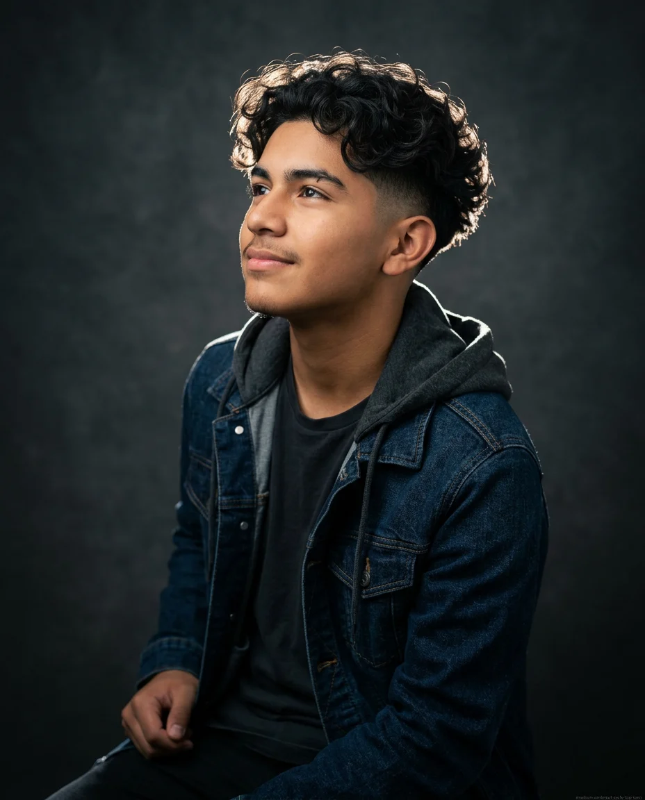 Medium Undercut with Curly Top