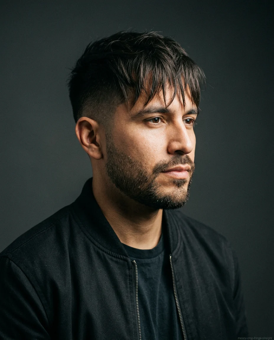 Messy Crop with Fringe haircut for men with straight hair
