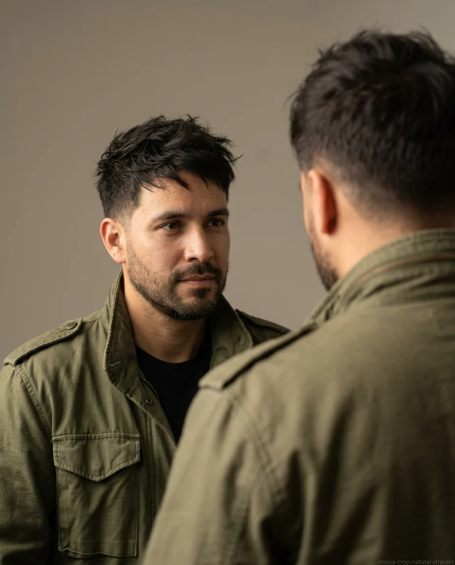 Messy Crop with Natural Texture haircut for men with straight hair