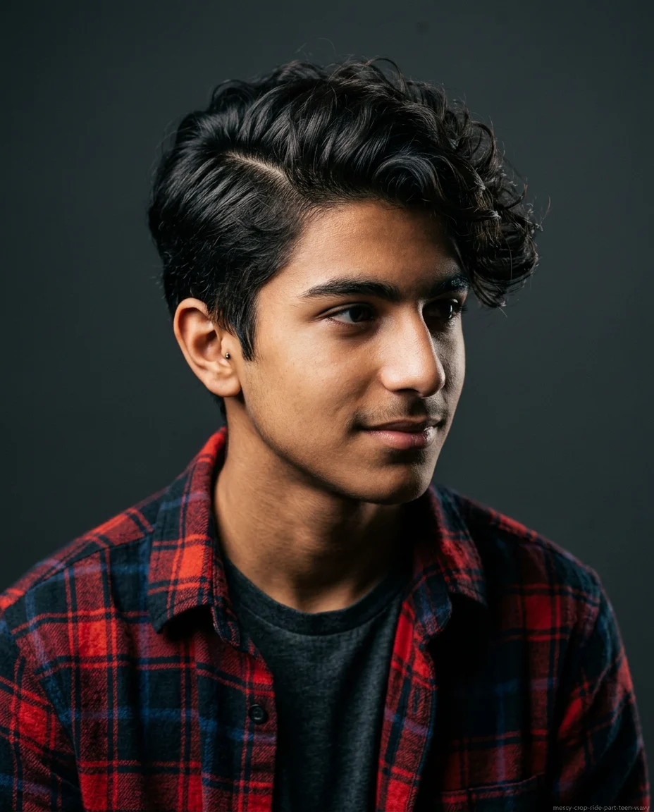 Messy Crop with Side Part