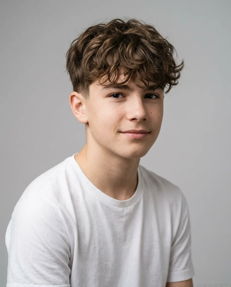 Classic long messy crop, wavy teen hair