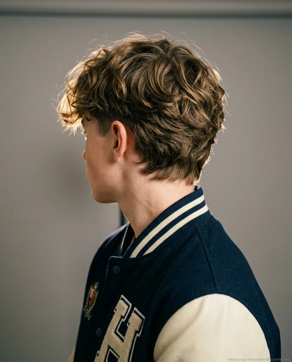 Disconnected long messy crop, wavy teen hair