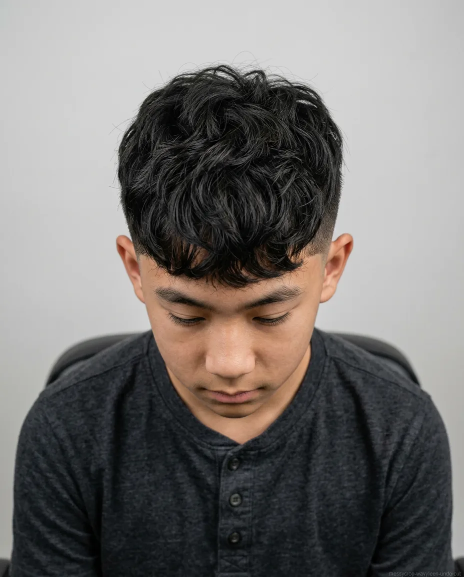 Long messy crop undercut, wavy teen hair