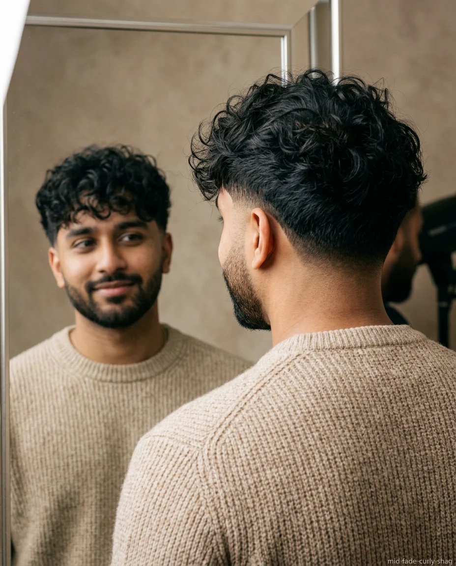 Medium Mid Fade with a Curly Shag