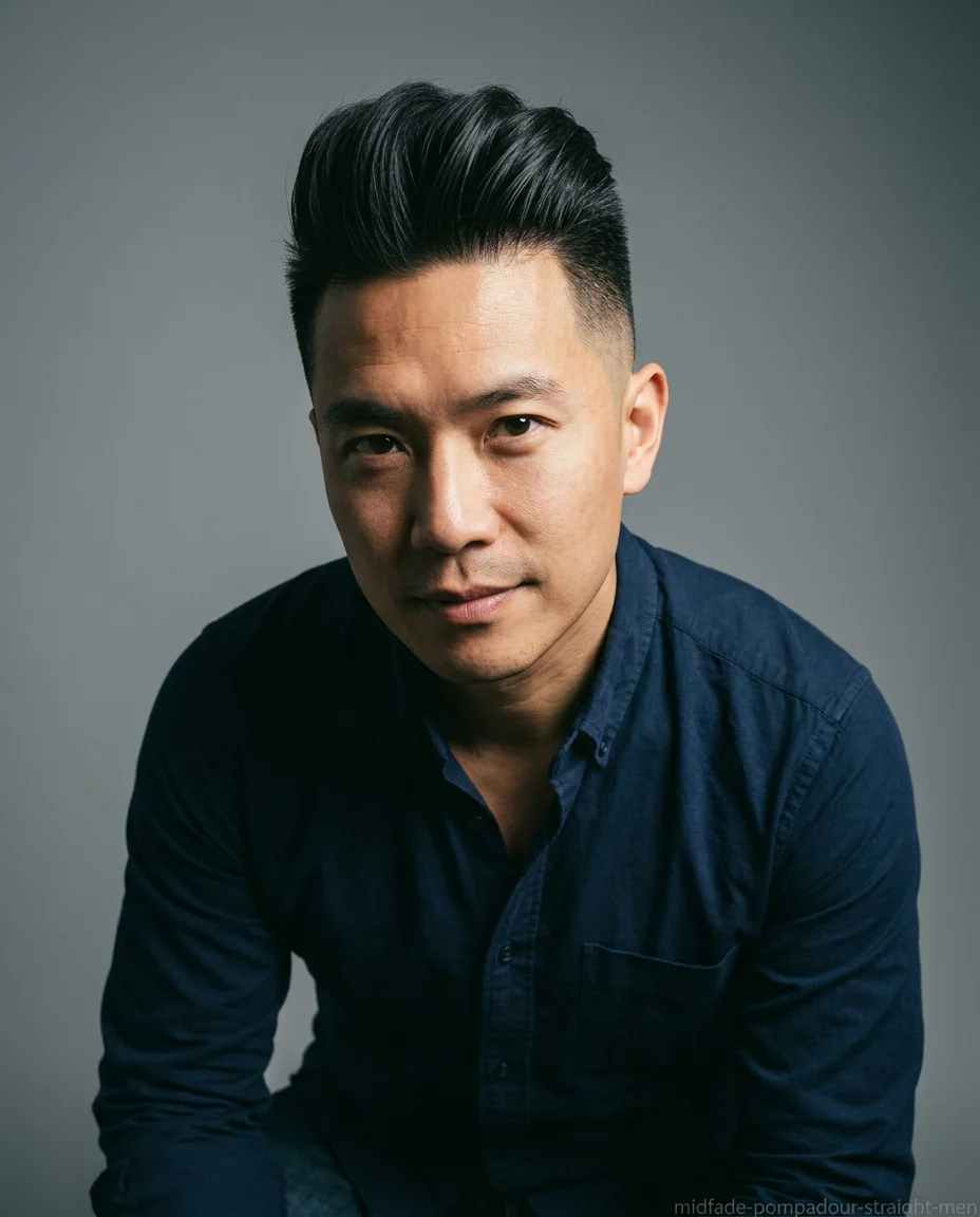 Medium Mid Fade Pompadour