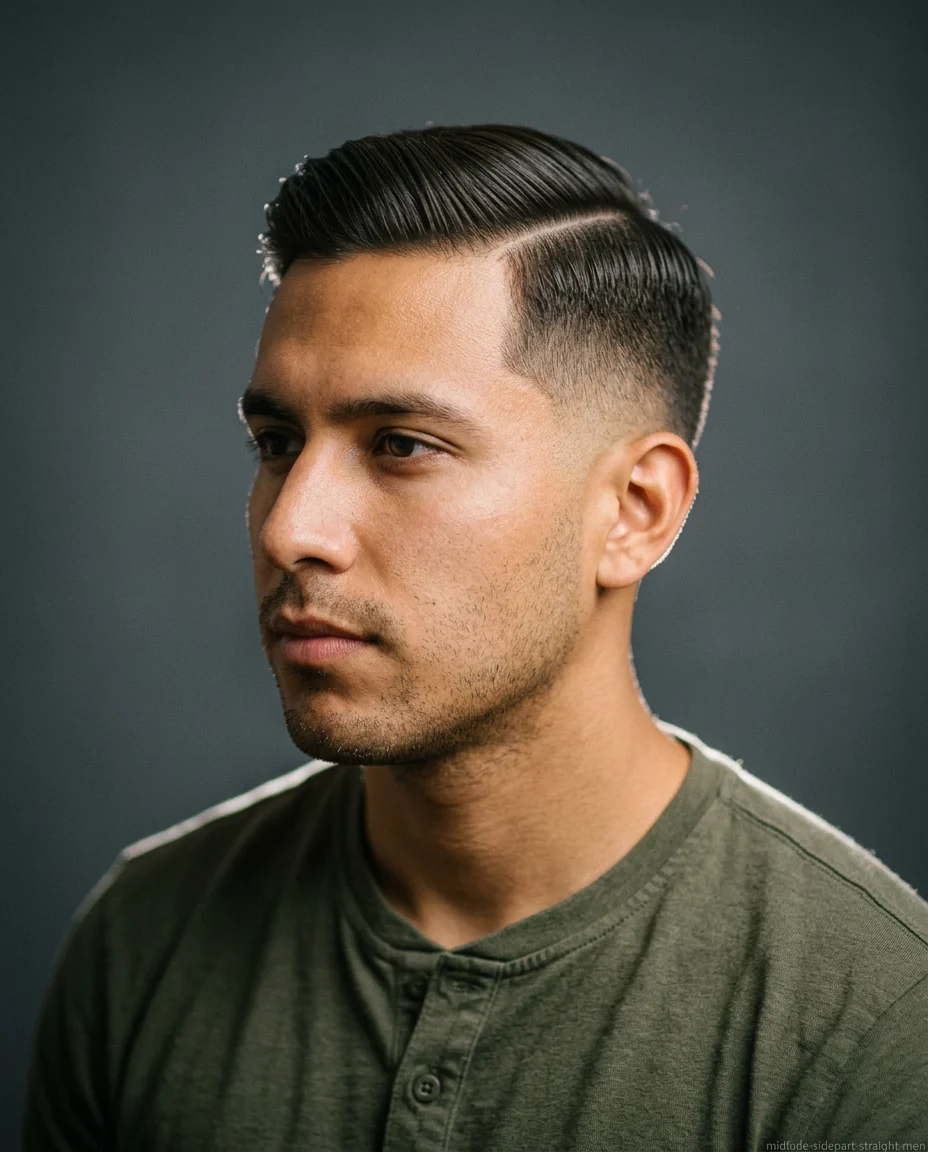 Medium Mid Fade Side Part