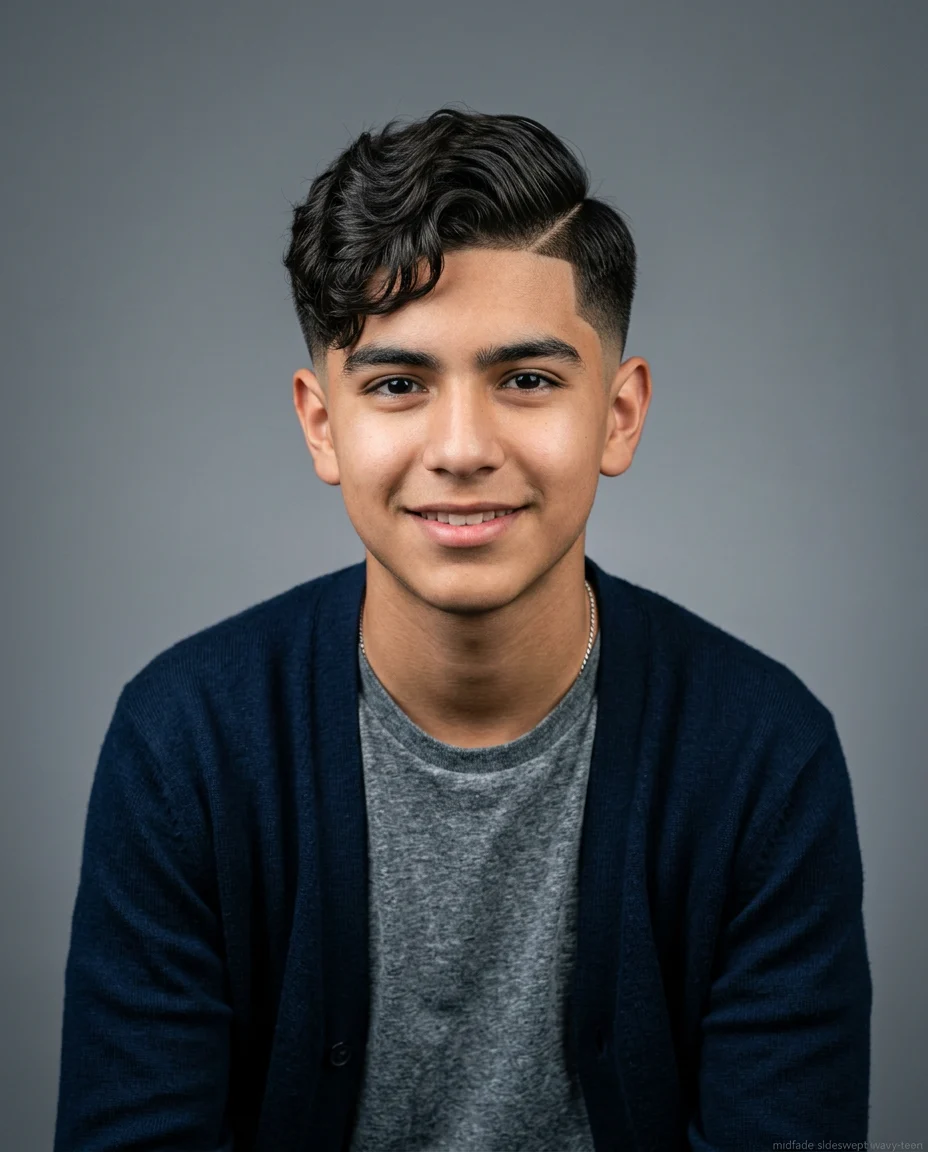 Medium Mid Fade Side Swept Fringe