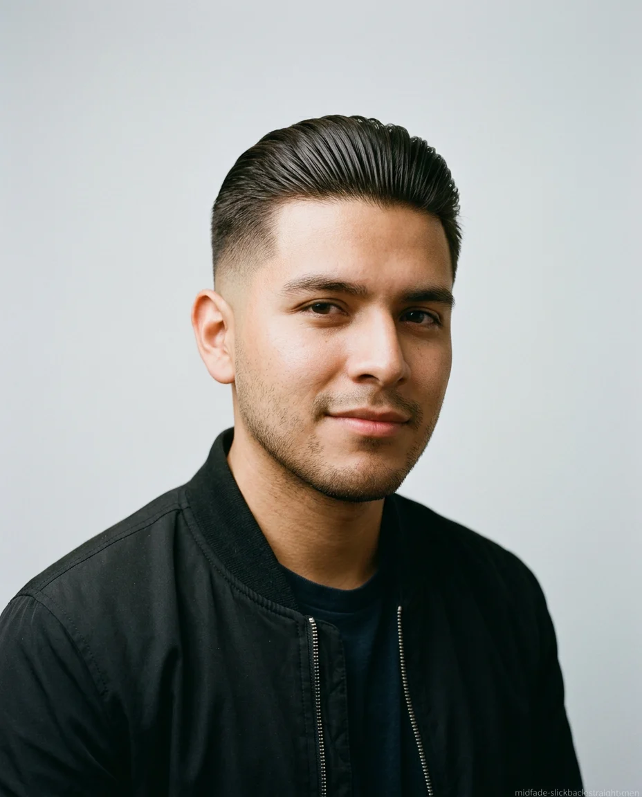 Medium Mid Fade Slick Back