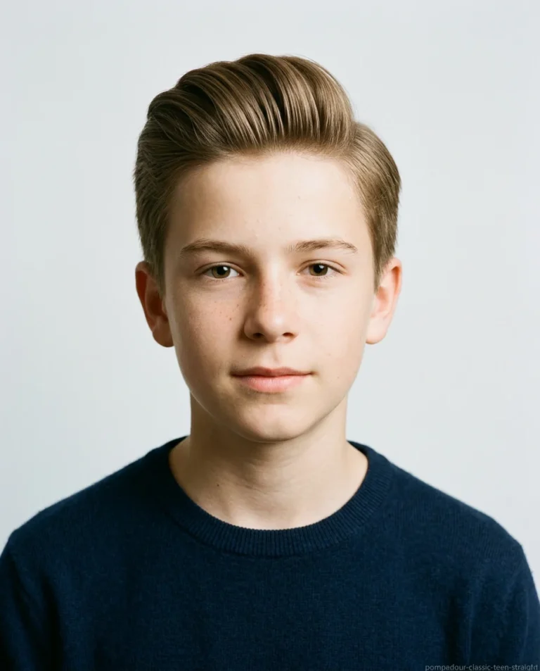Classic Medium Pompadour for teen boys with straight hair