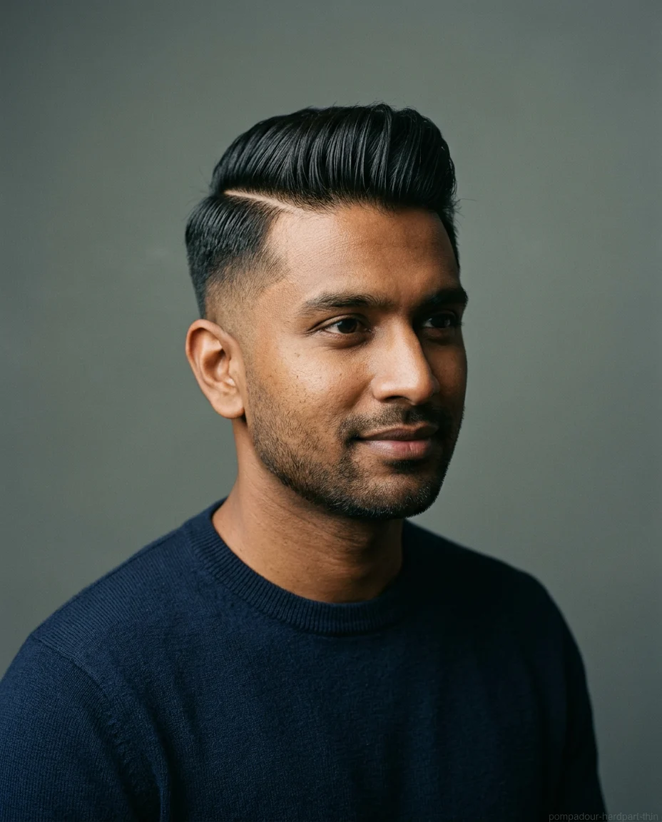 Medium Pompadour with Hard Part