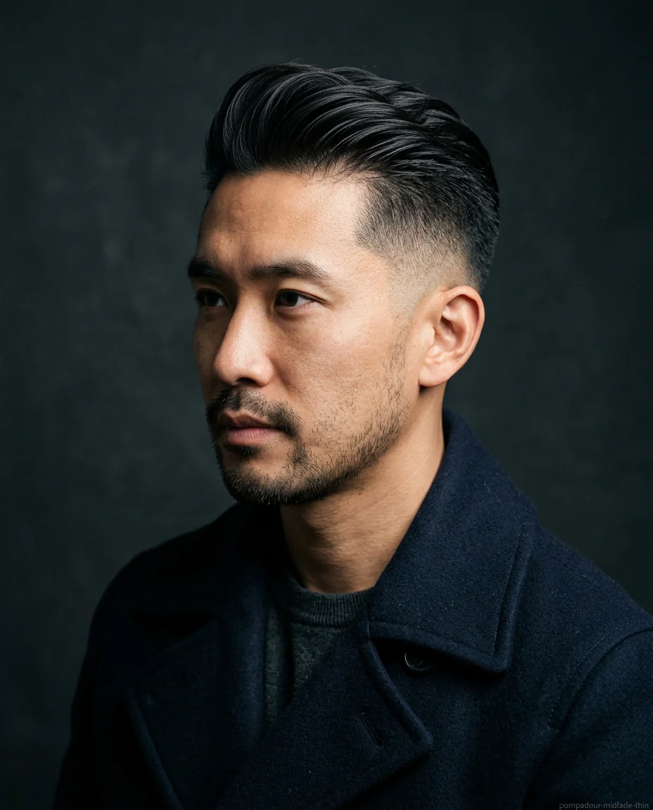 Medium Pompadour with Mid Fade