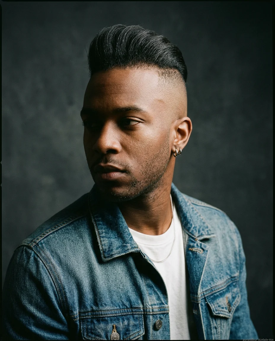 Medium Pompadour with Skin Fade