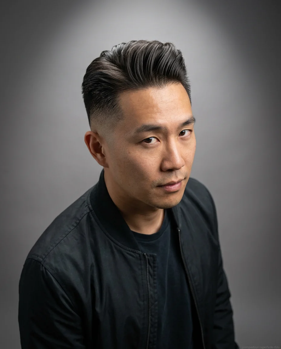 Medium Pompadour with Taper Fade