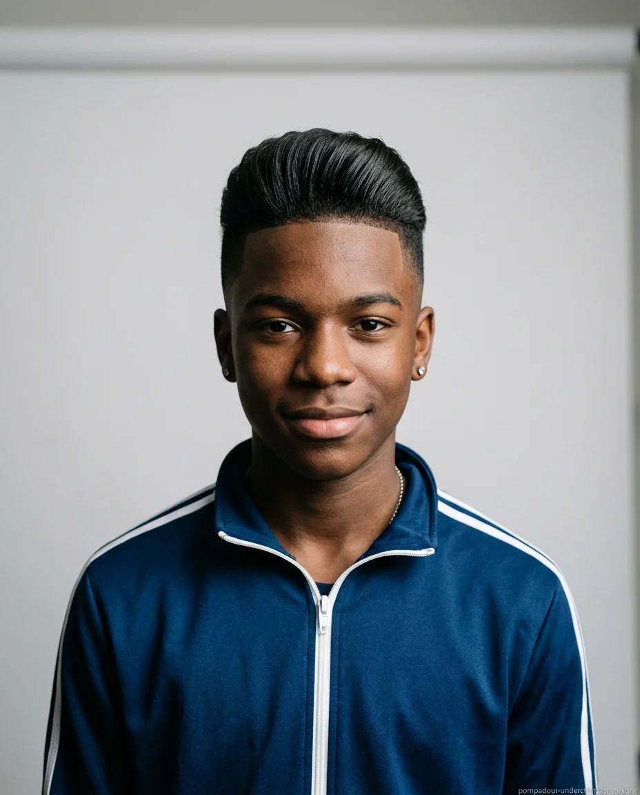 Medium Pompadour with Undercut for teen boys with straight hair