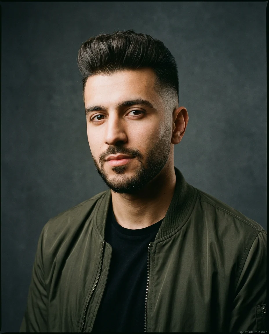 Medium Fade Quiff on thin hair