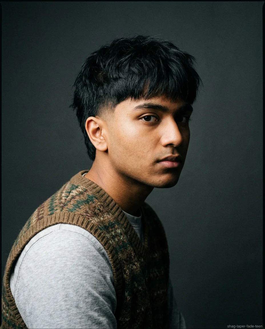 Medium Shag with Taper Fade