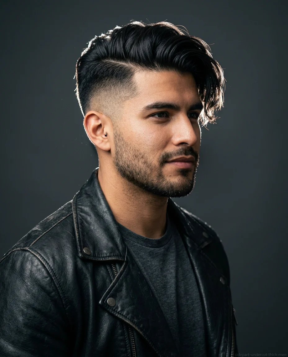 Long Side Part with Undercut for thick hair