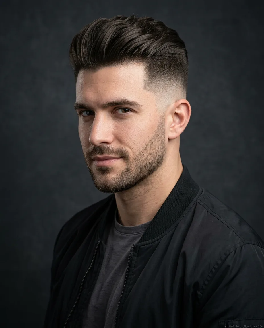 Bro flow with skin fade on thick hair