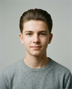 Classic Medium Slick Back on teen boy with thick hair