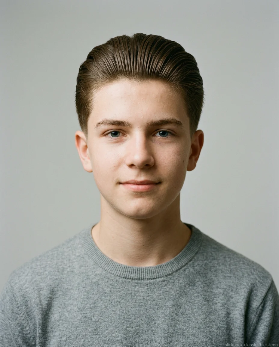 Classic Medium Slick Back on teen boy with thick hair