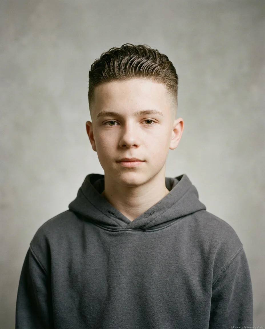 Medium Slick Back with Skin Fade on curly hair