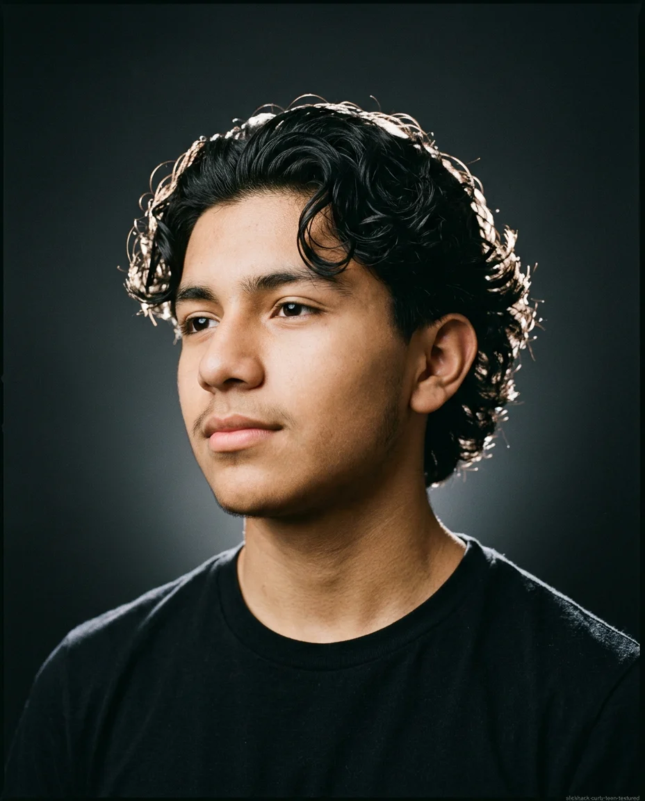 Textured Medium Slick Back on curly hair