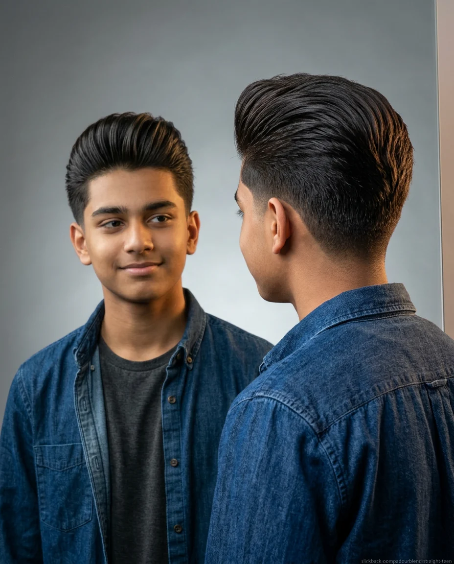Medium Slick Back Pompadour Blend
