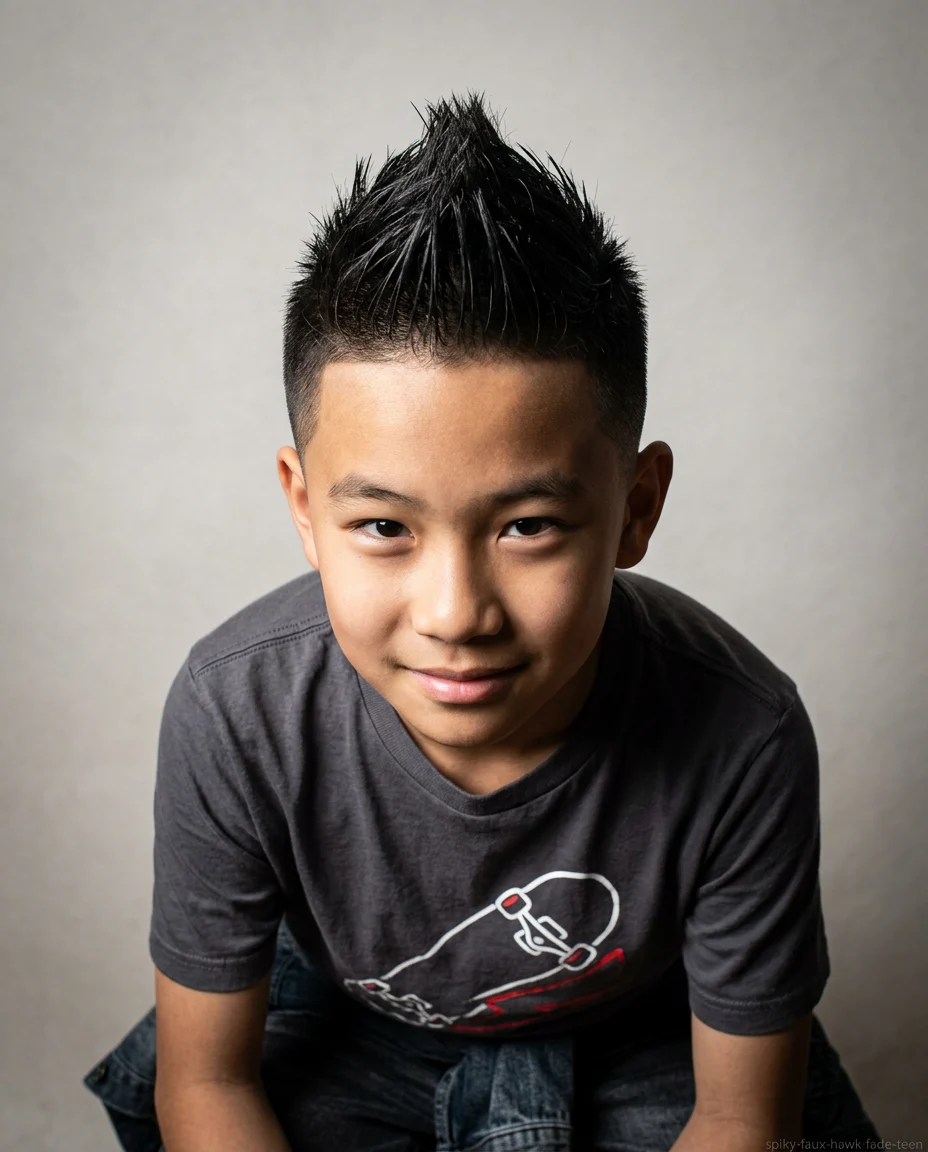 Spiky Faux Hawk with Fade on straight hair
