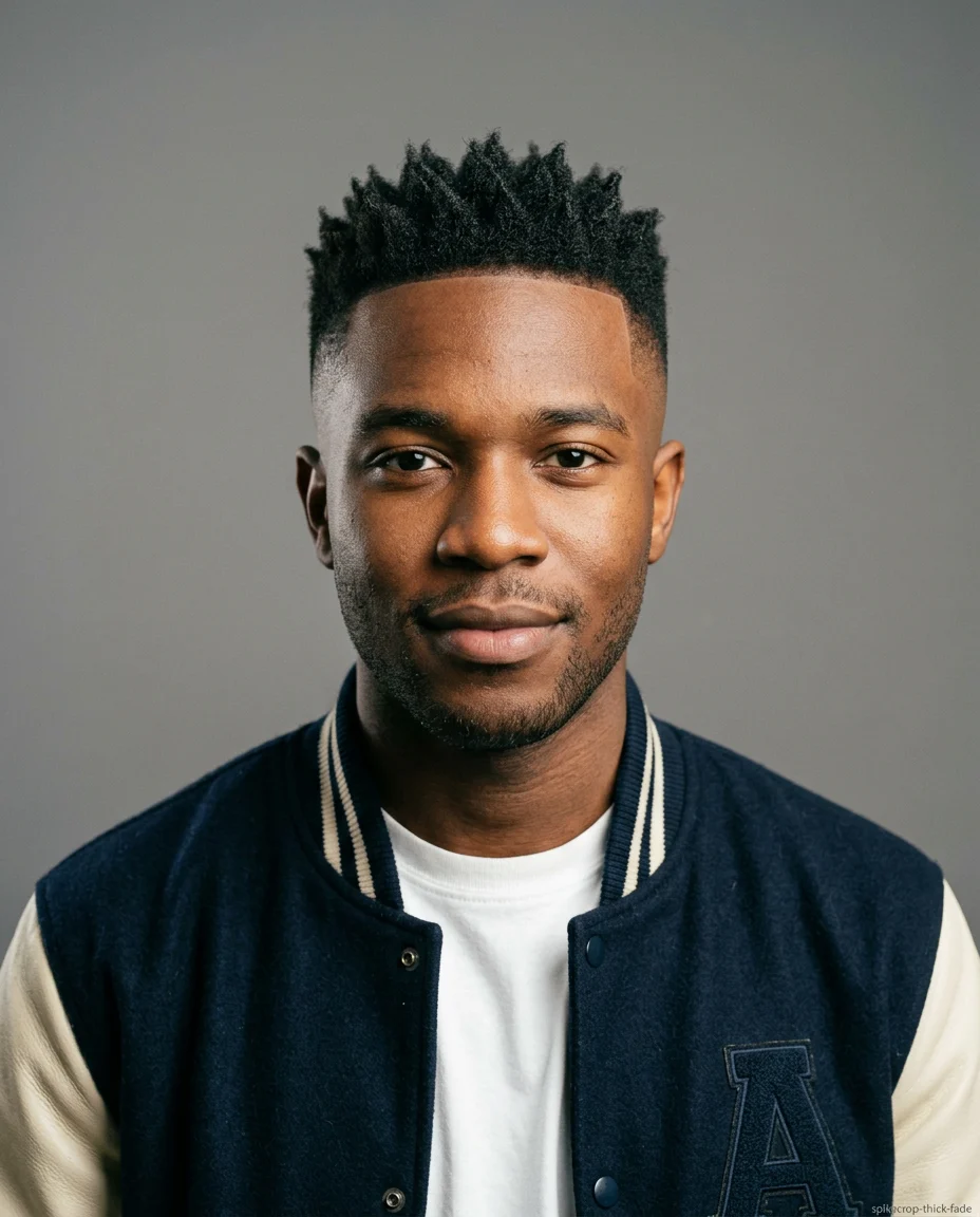 Spiky Crop High Fade on a man with thick hair