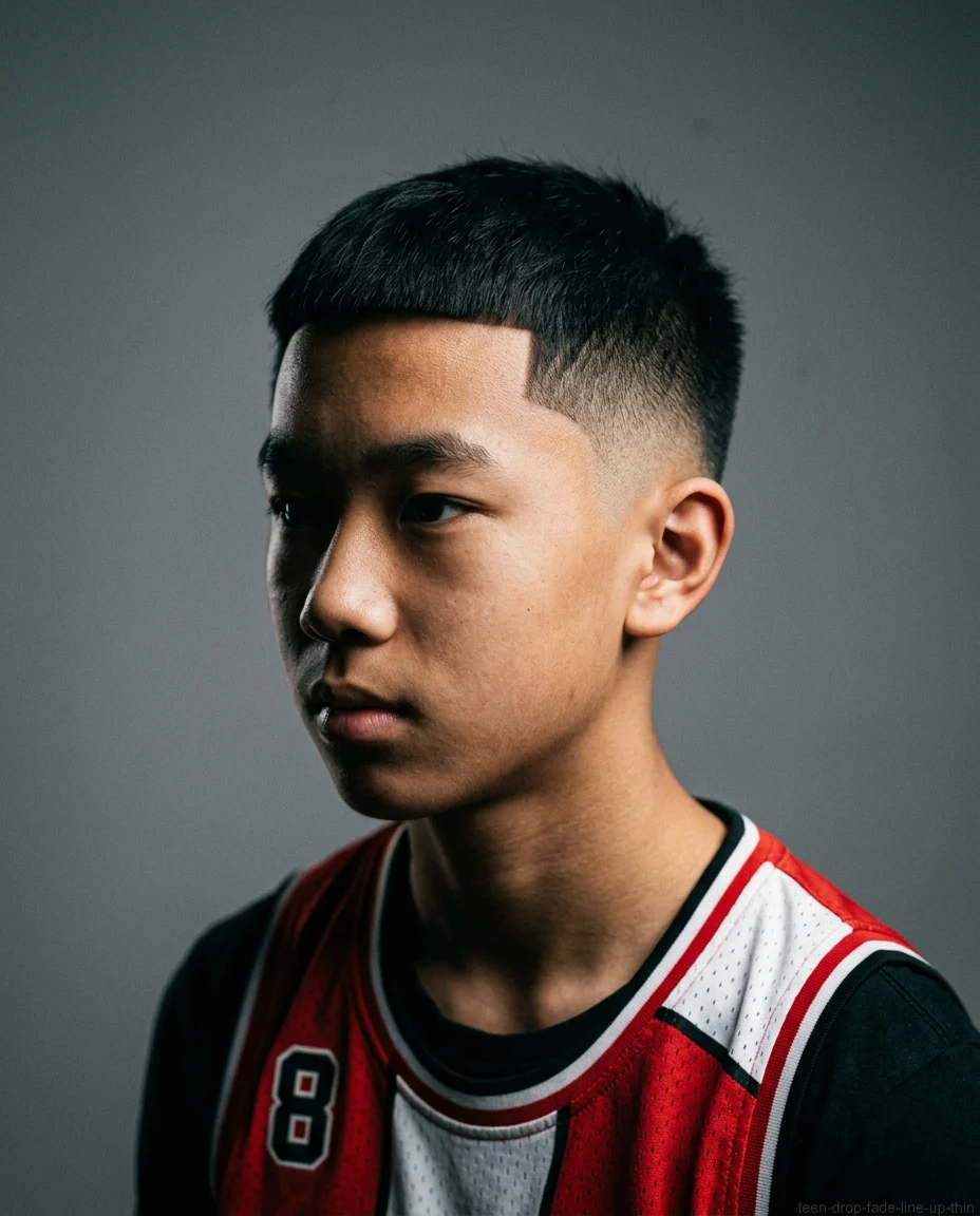 Medium Drop Fade with Line Up Crop