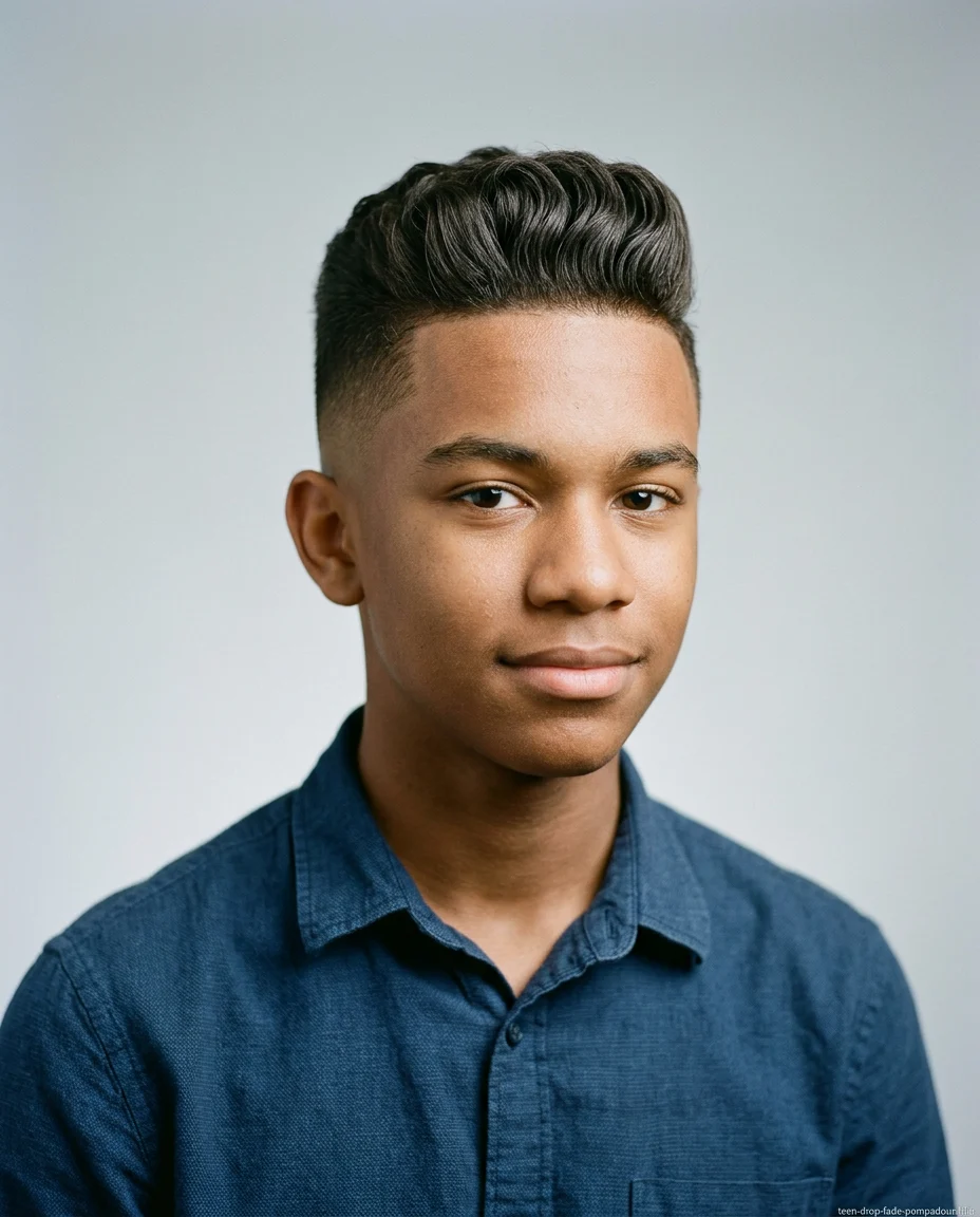 Medium Drop Fade with Textured Pompadour
