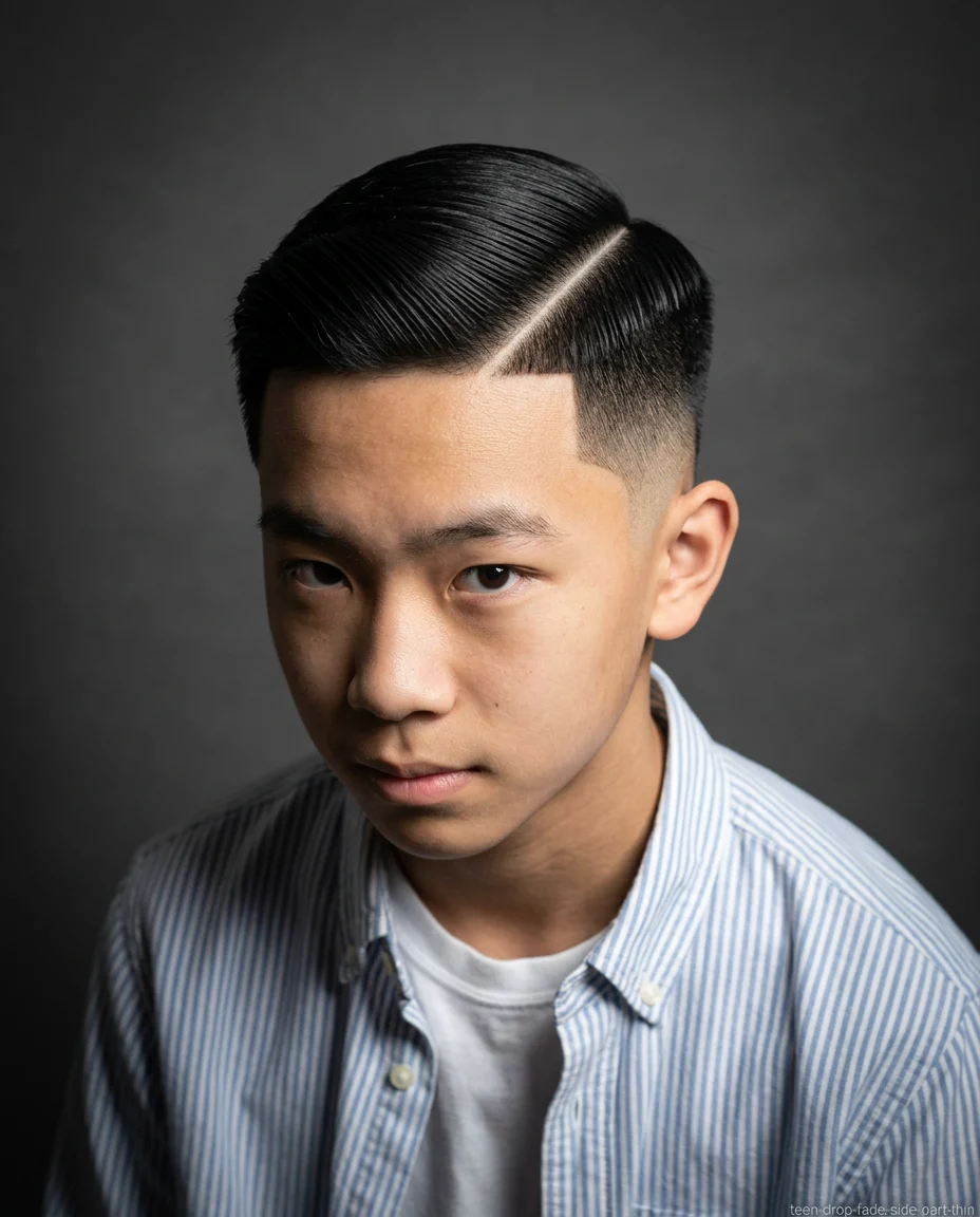 Medium Drop Fade with Side Part