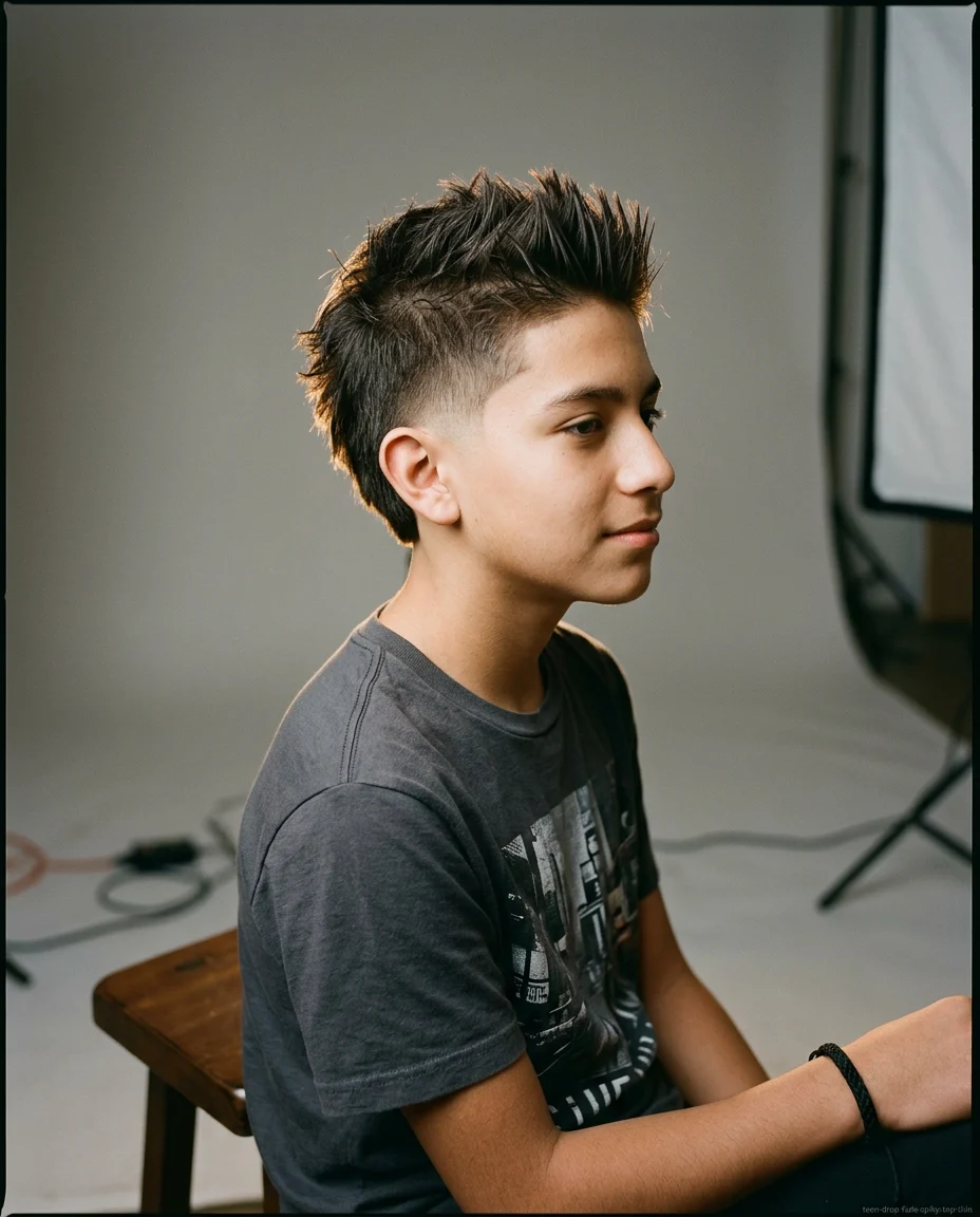 Medium Drop Fade with Spiky Textured Top