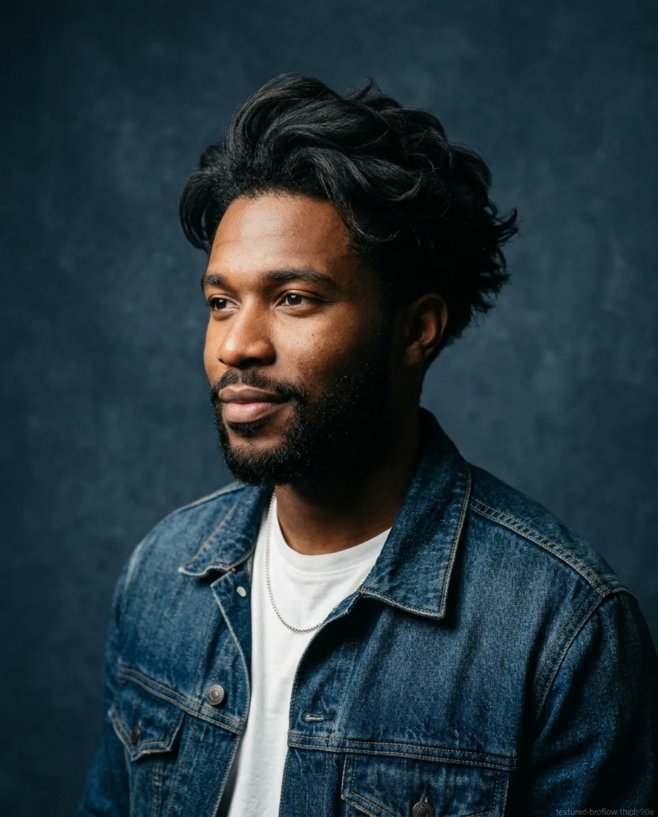 Textured bro flow on thick hair
