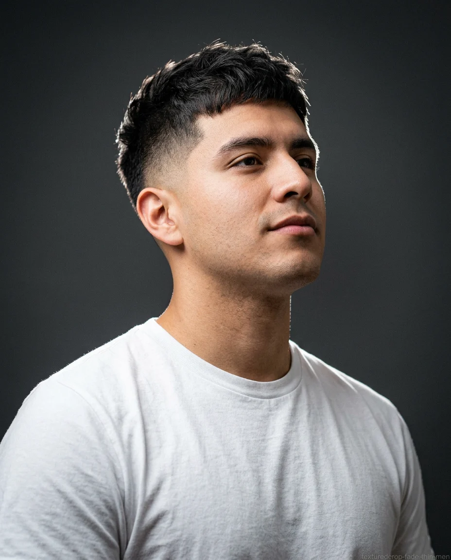 Textured Crop with Medium Fade on thin hair