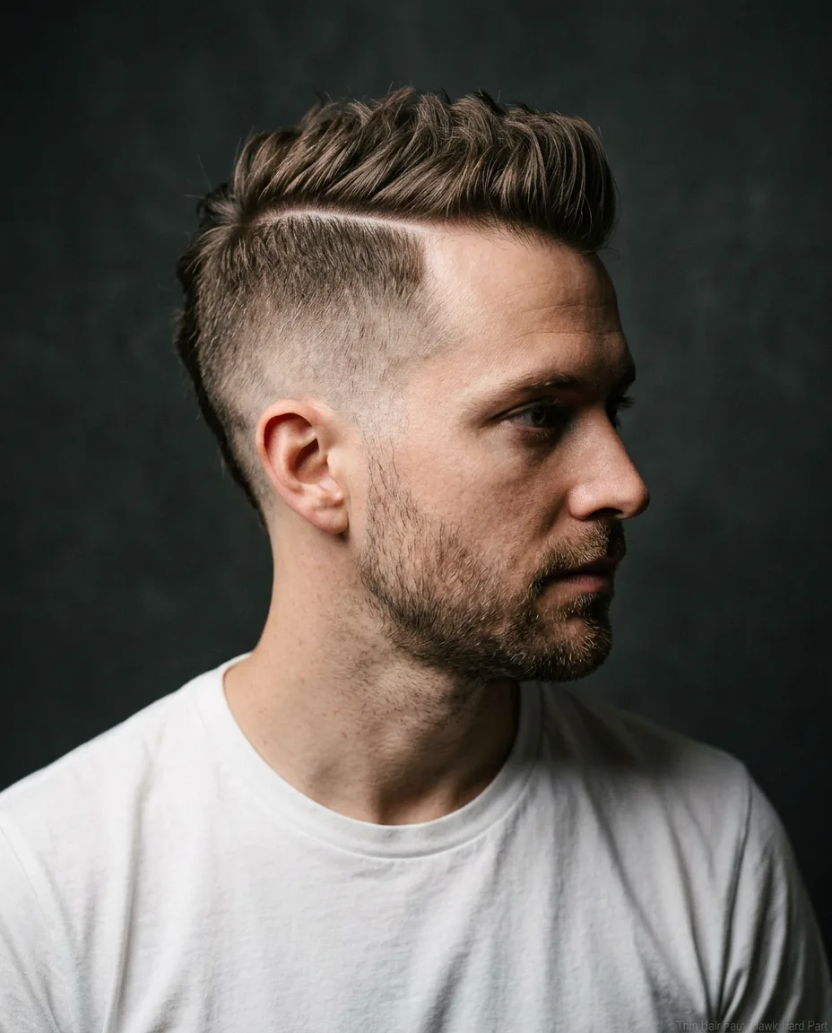 Thin Hair Faux Hawk Hard Part on man